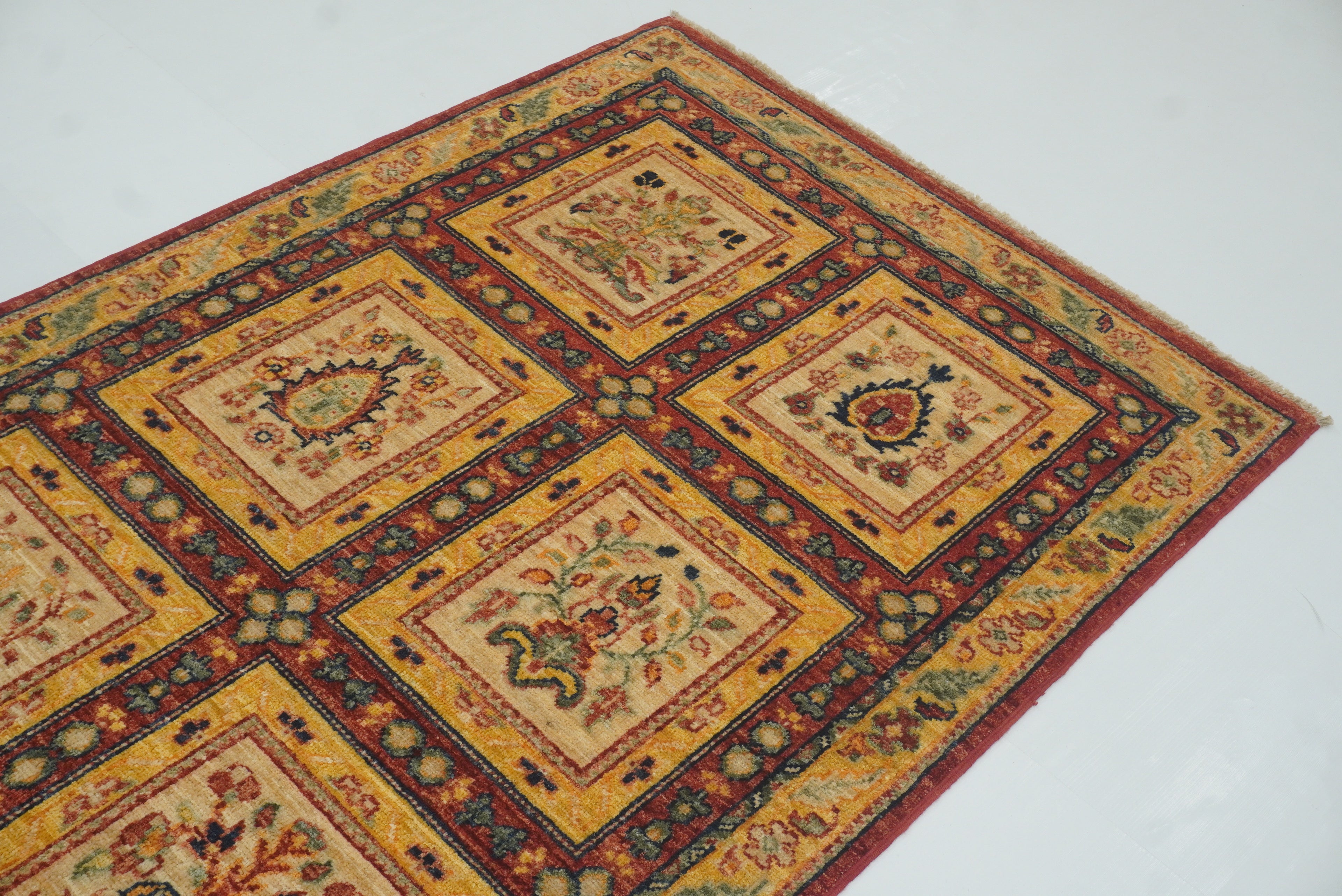 3x9'6" Beige Hand Knotted Afghan Wool Runner Rug - Yildiz Rugs