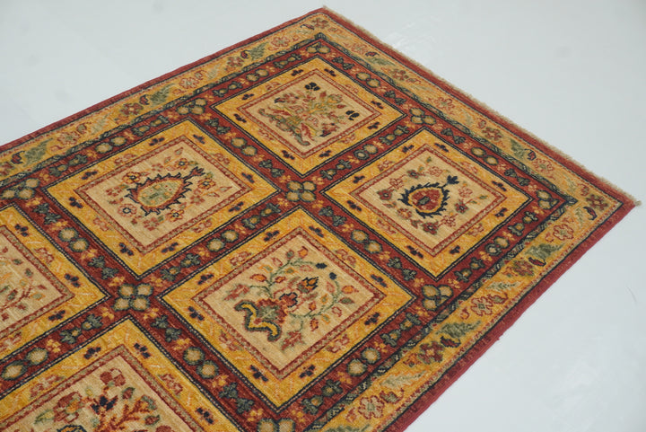 3x9'6" Beige Hand Knotted Afghan Wool Runner Rug - Yildiz Rugs