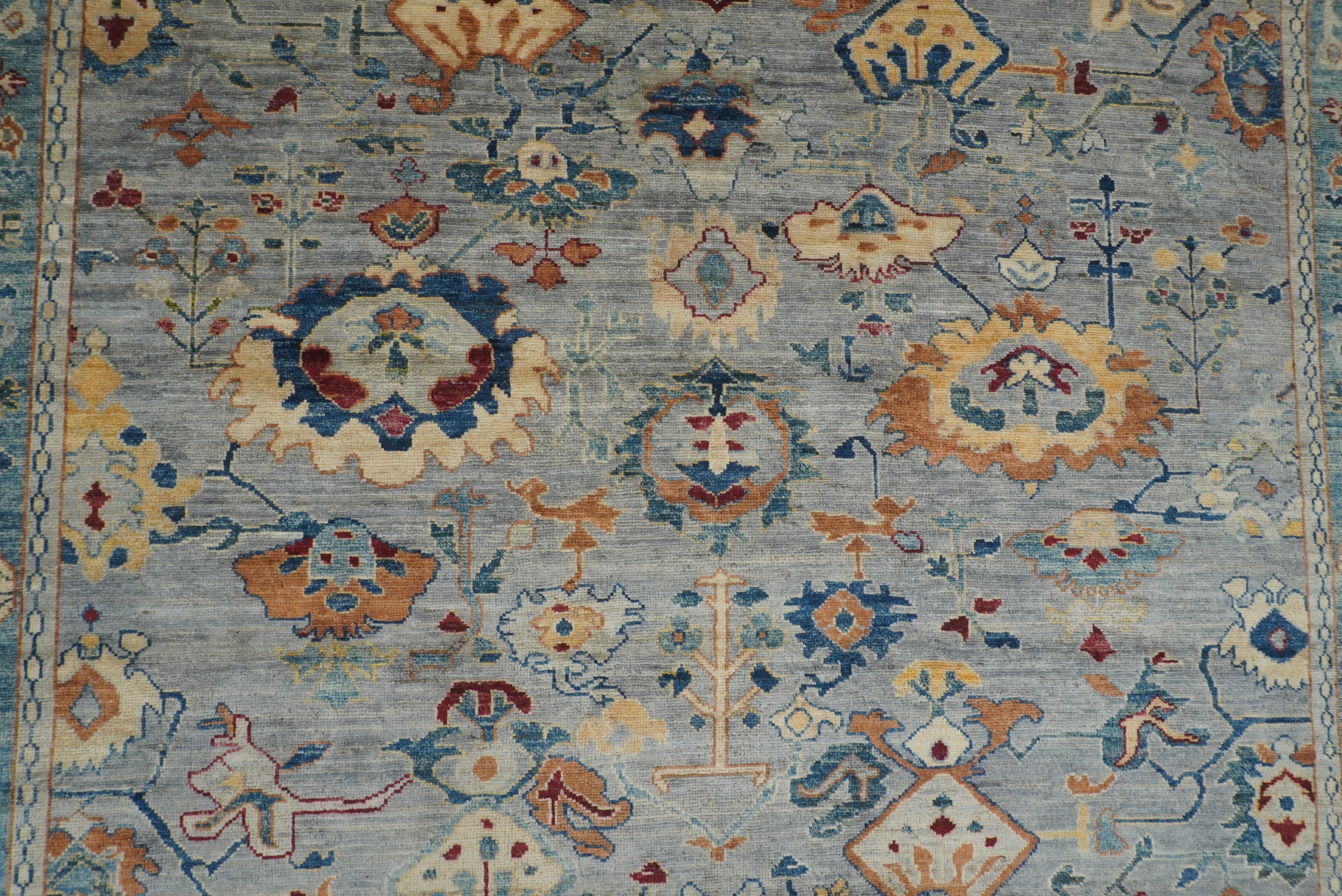 9x12 Gray Oushak Hand knotted Wool Oriental Rug - Yildiz Rugs