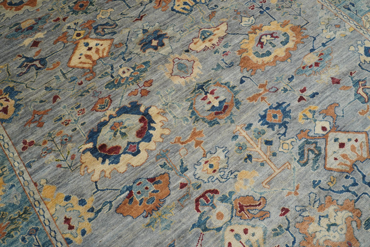 9x12 Gray Oushak Hand knotted Wool Oriental Rug - Yildiz Rugs