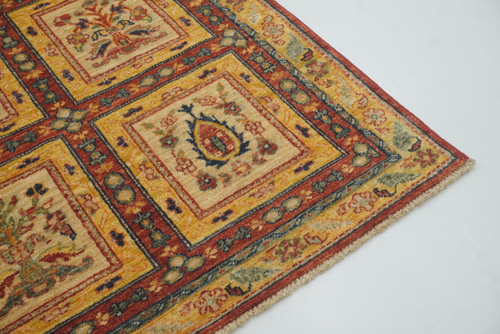 3x9'6" Beige Hand Knotted Afghan Wool Runner Rug - Yildiz Rugs