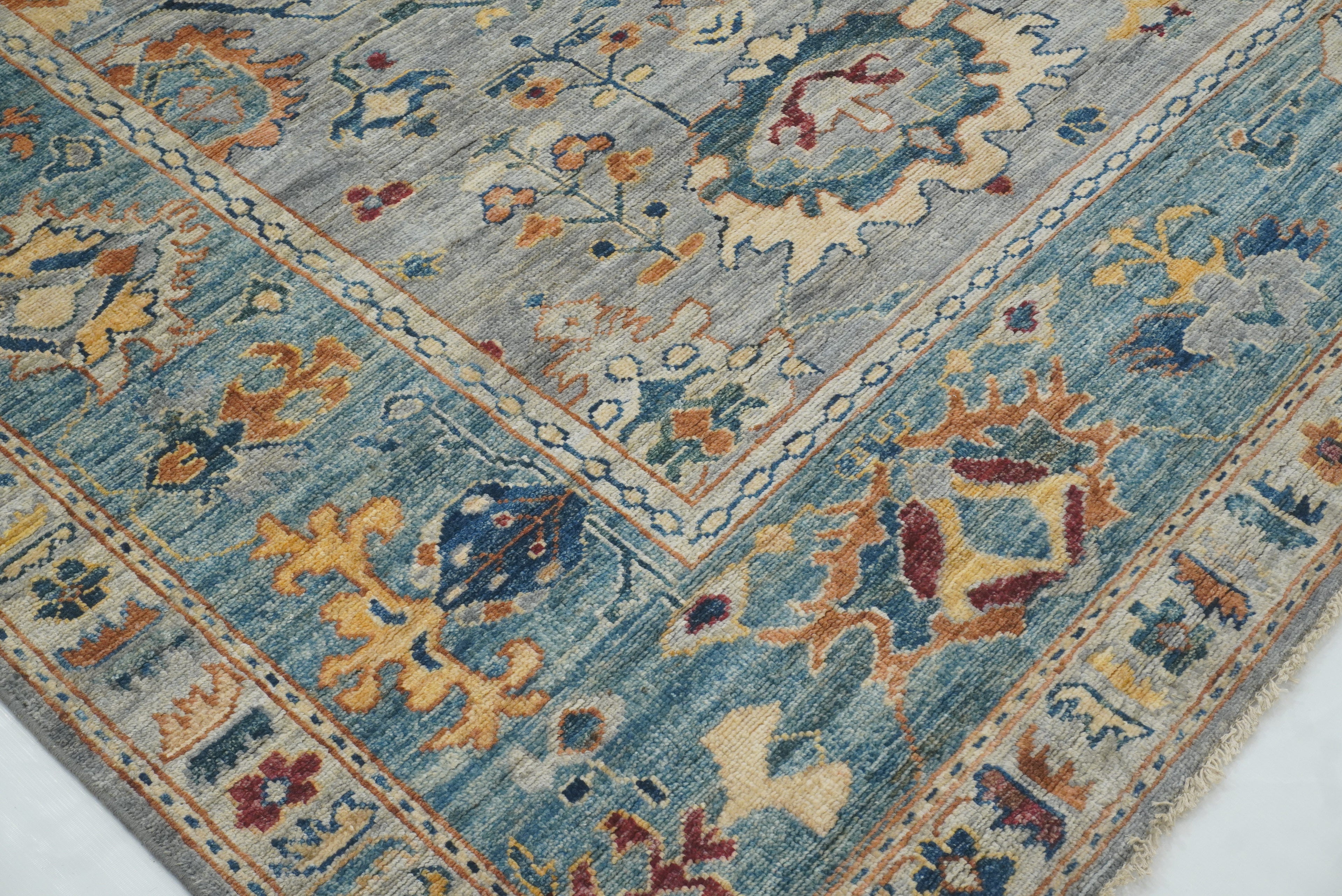 9x12 Gray Oushak Hand knotted Wool Oriental Rug - Yildiz Rugs