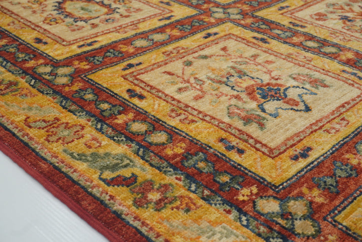 3x9'6" Beige Hand Knotted Afghan Wool Runner Rug - Yildiz Rugs