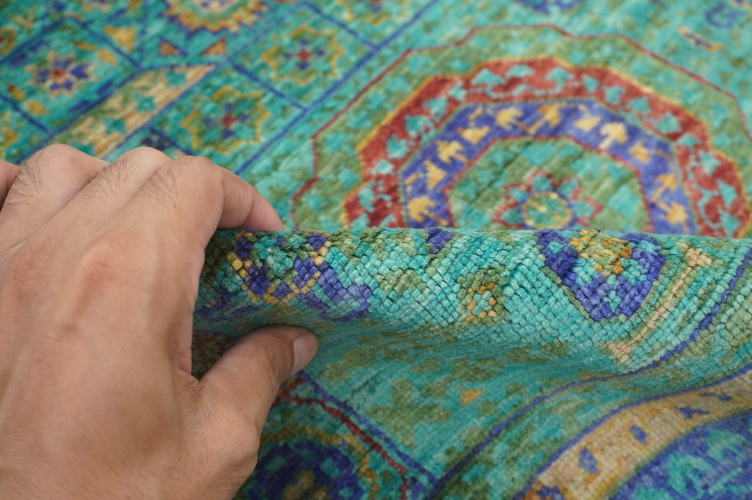 4'3" x 6' Turquoise Blue Green Mamluk Super Fine Hand knotted Turkish Rug