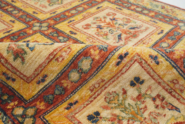 3x9'6" Beige Hand Knotted Afghan Wool Runner Rug - Yildiz Rugs