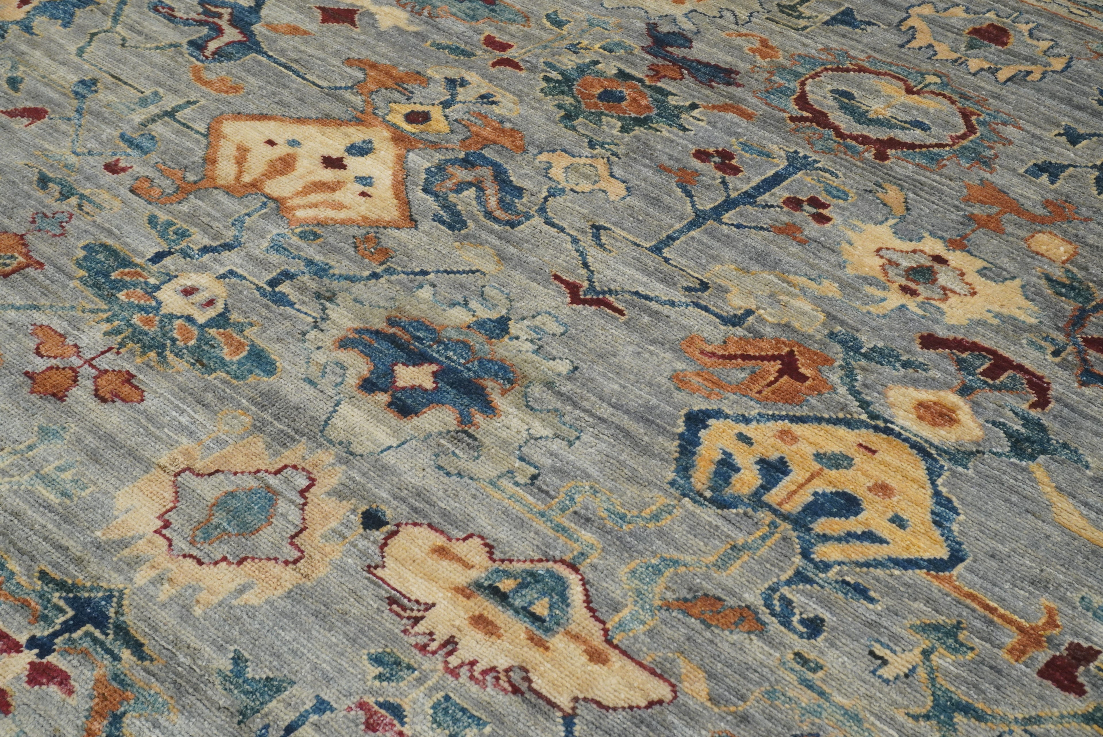 9x12 Gray Oushak Hand knotted Wool Oriental Rug - Yildiz Rugs