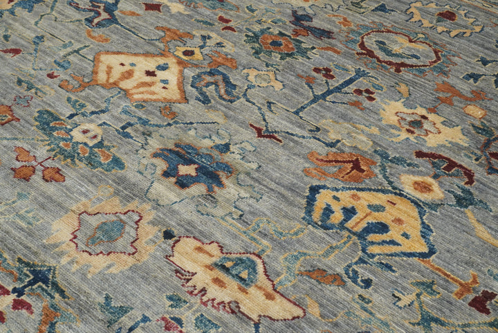 9x12 Gray Oushak Hand knotted Wool Oriental Rug - Yildiz Rugs