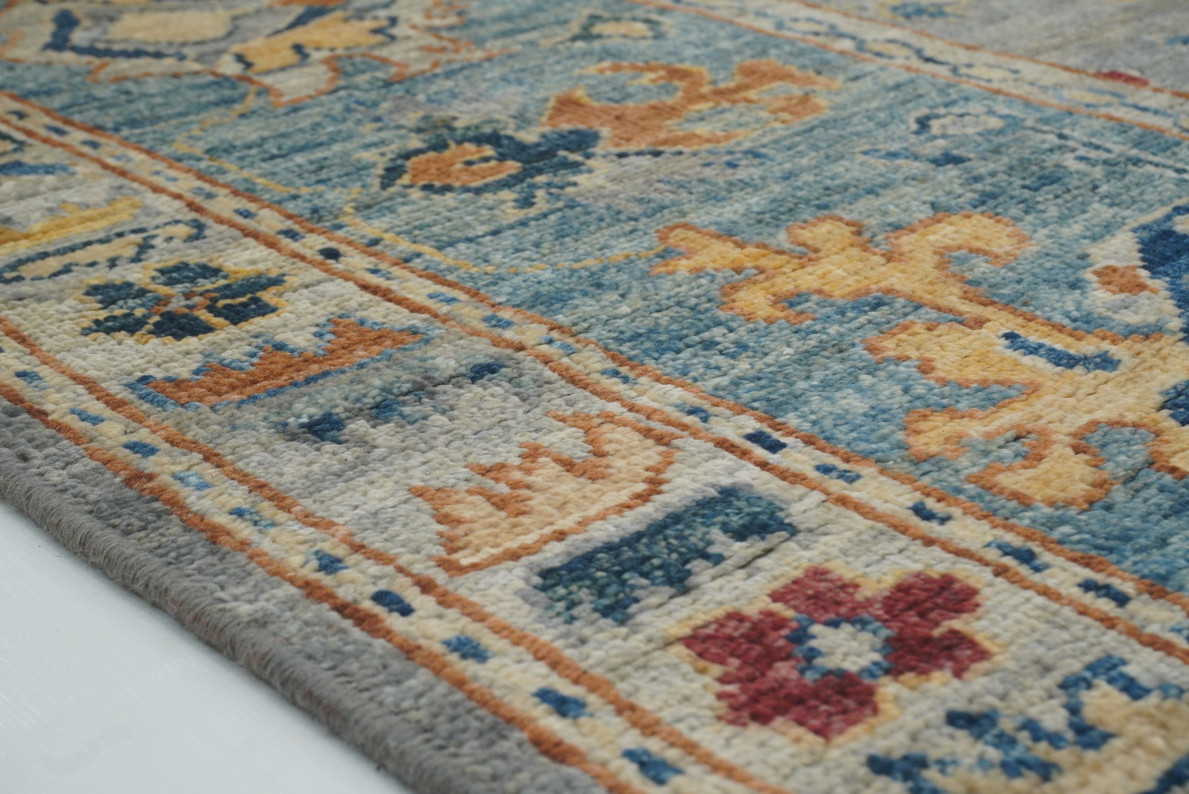 9x12 Gray Oushak Hand knotted Wool Oriental Rug - Yildiz Rugs