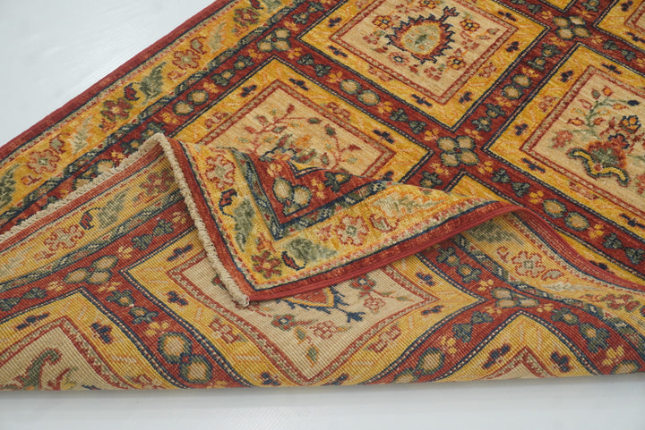 3x9'6" Beige Hand Knotted Afghan Wool Runner Rug - Yildiz Rugs