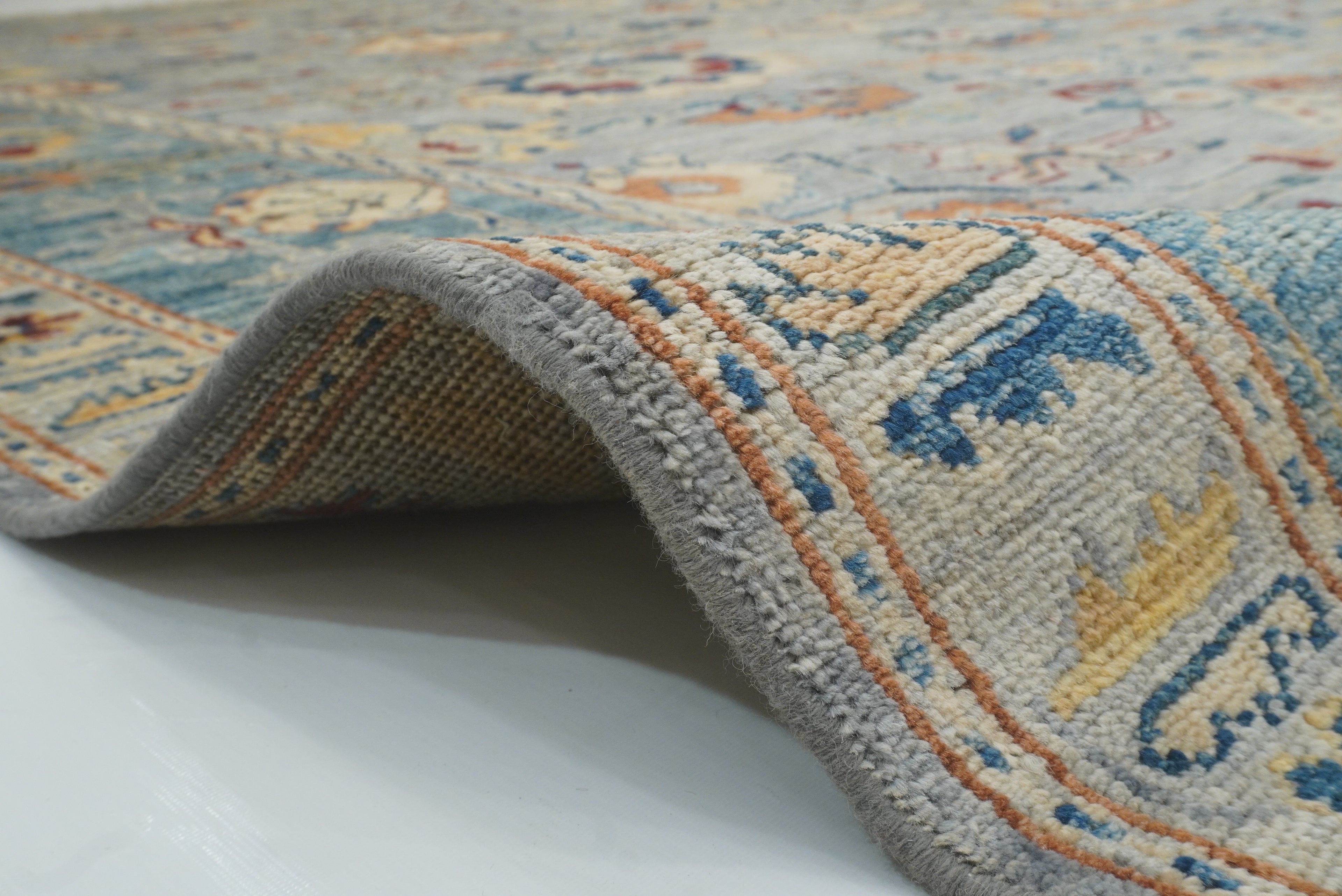 9x12 Gray Oushak Hand knotted Wool Oriental Rug - Yildiz Rugs
