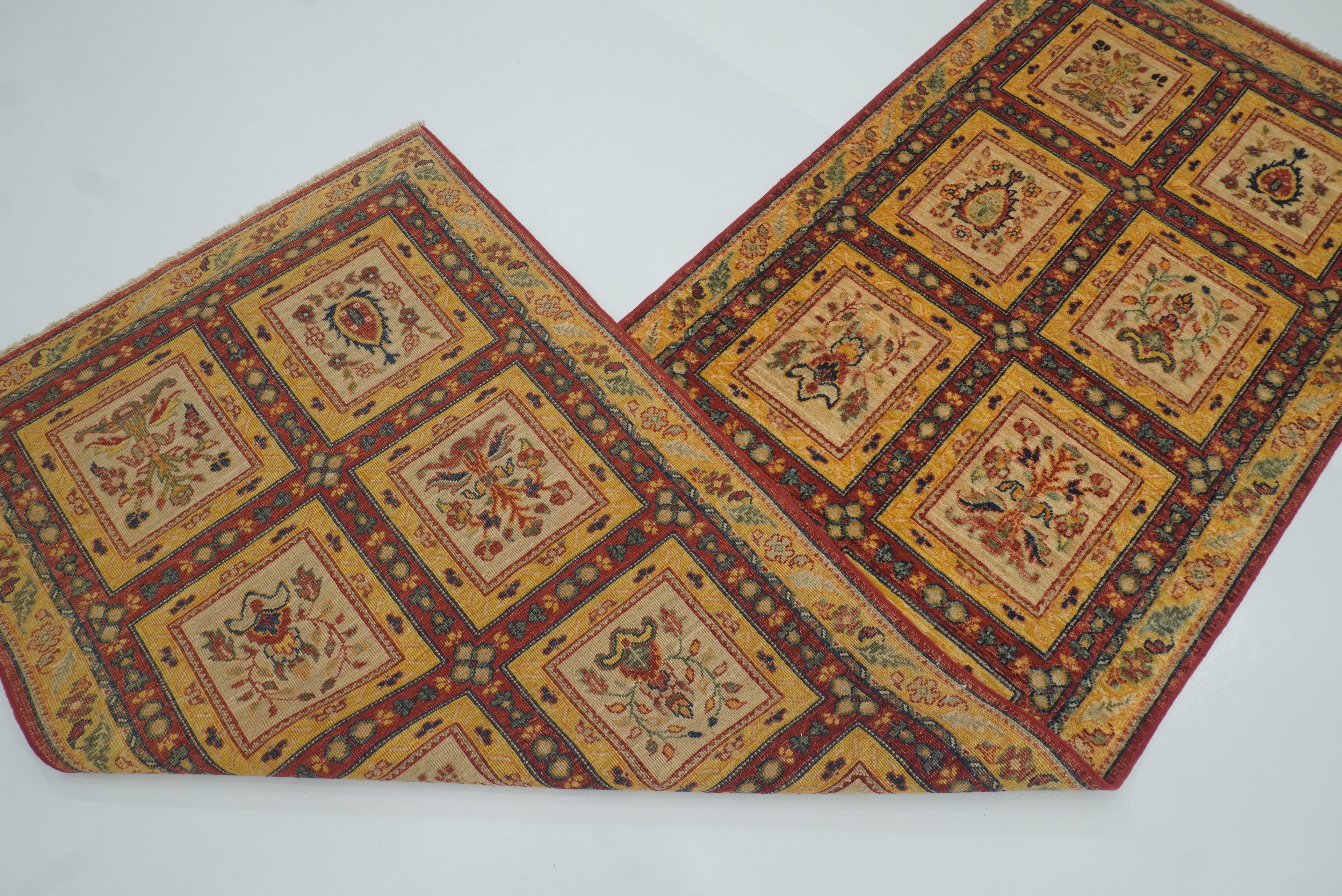 3x9'6" Beige Hand Knotted Afghan Wool Runner Rug - Yildiz Rugs