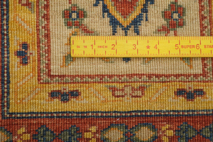 3x9'6" Beige Hand Knotted Afghan Wool Runner Rug - Yildiz Rugs