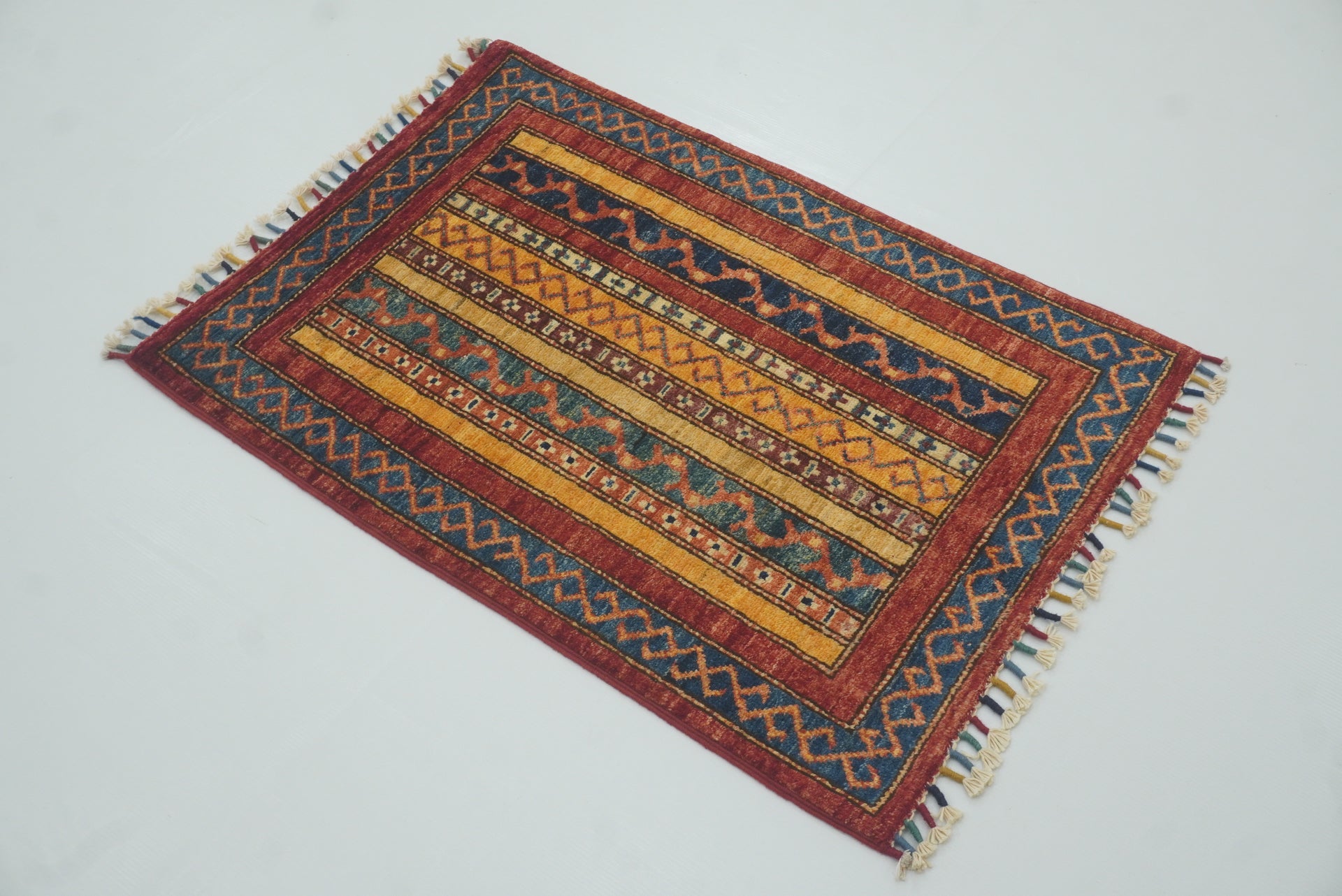 2x3 Red Turkish Hand-Knotted Wool Rug