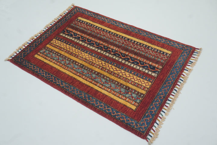 3x4 Red Area Turkish Style Hand knotted Rug - Yildiz Rugs