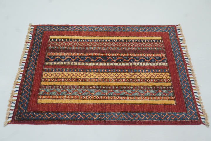 3x4 Red Area Turkish Style Hand knotted Rug - Yildiz Rugs
