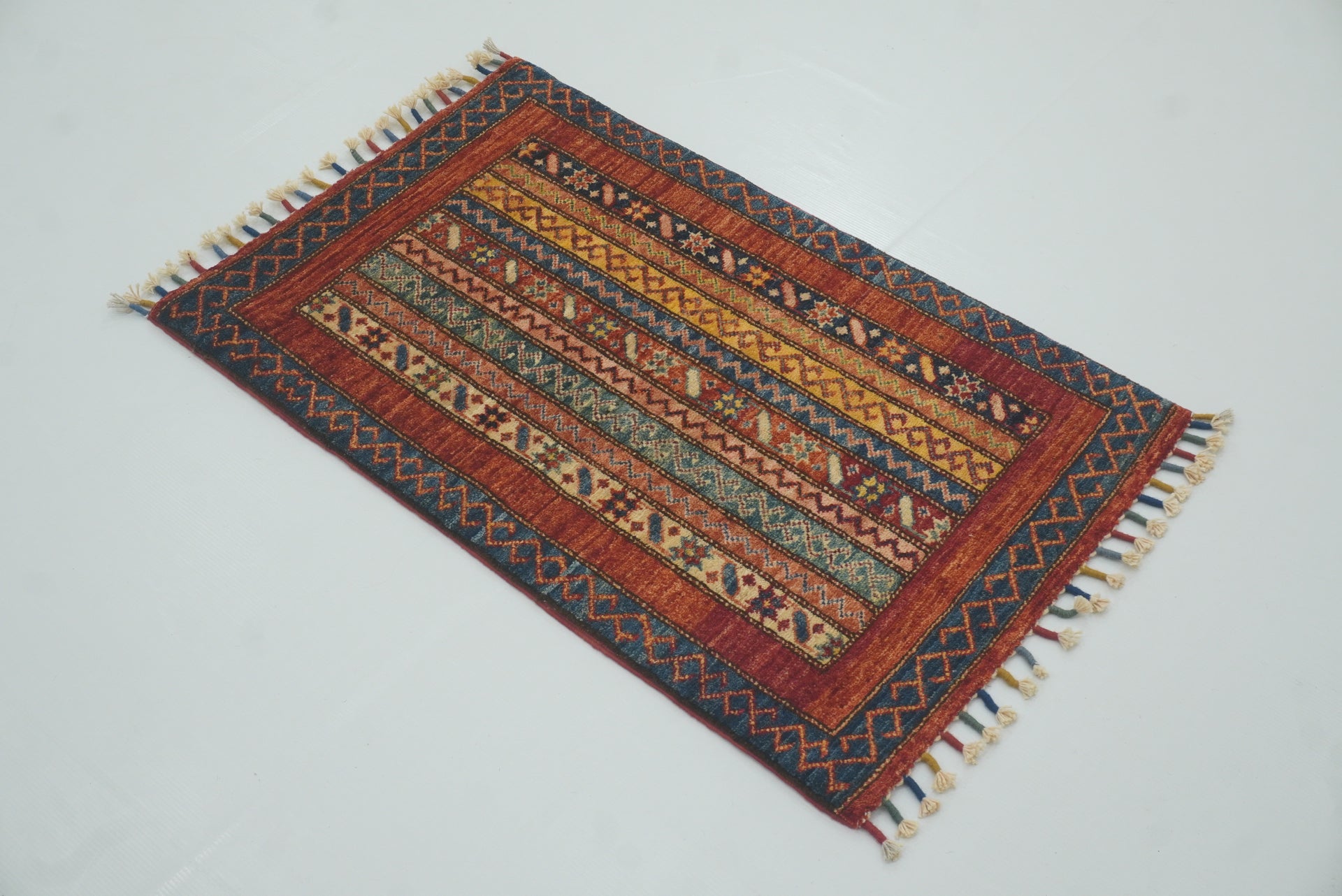 2x3 Red Turkish Hand-Knotted Wool Rug