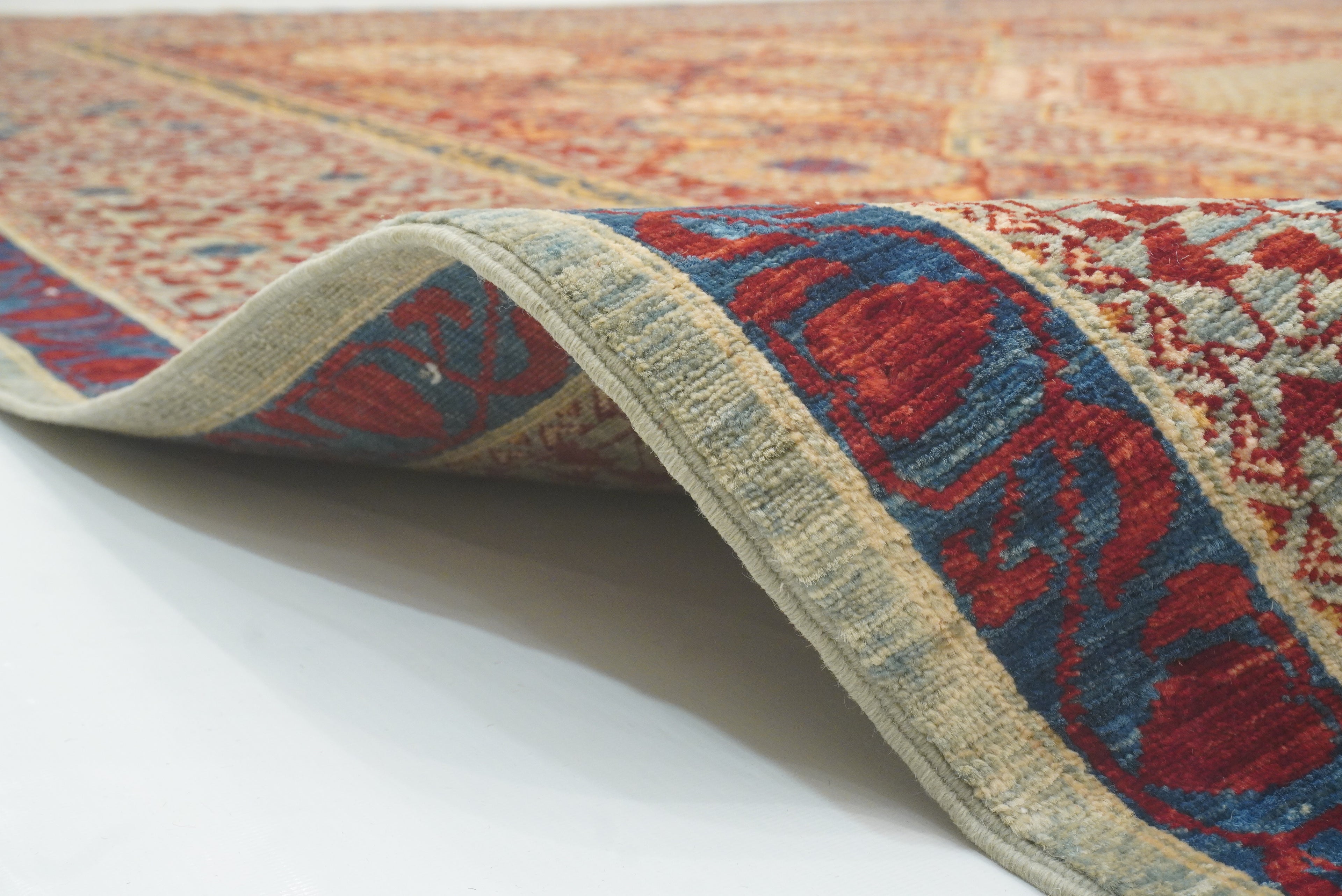 10x10 Red Mamluk Hand-Knotted Wool Medallion Square Rug - Yildiz Rugs