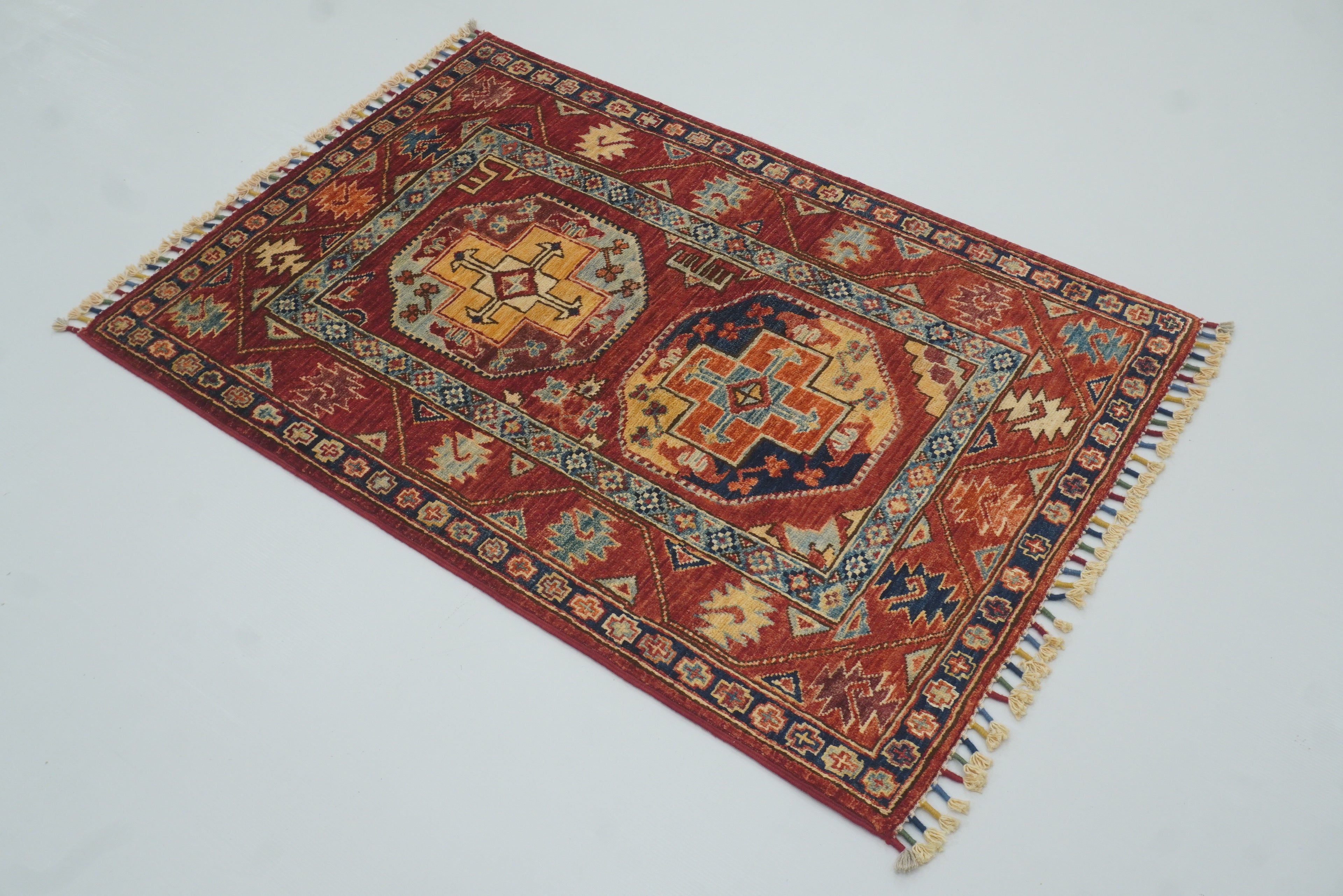 3x4 Red Ersari Hand Knotted Afghan Oriental Rug - Yildiz Rugs