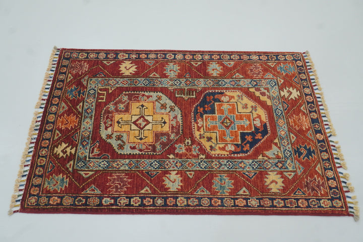 3x4 Red Ersari Hand Knotted Afghan Oriental Rug - Yildiz Rugs