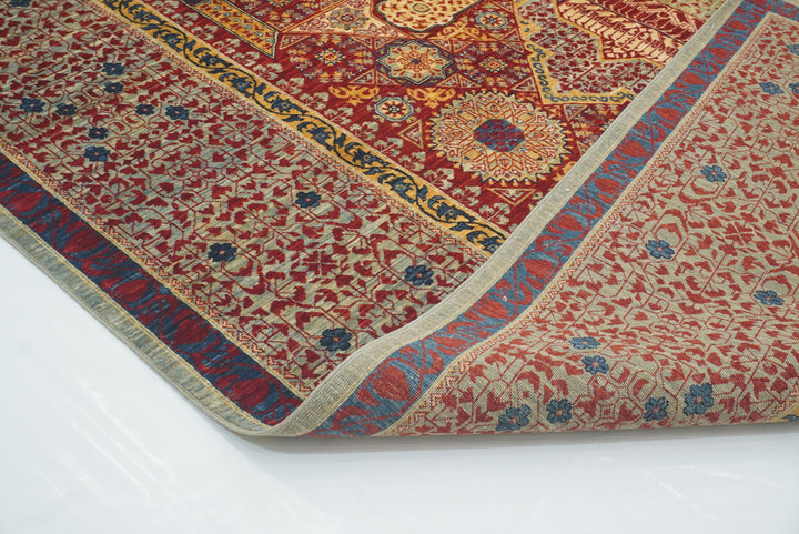 10x10 Red Mamluk Hand-Knotted Wool Medallion Square Rug - Yildiz Rugs