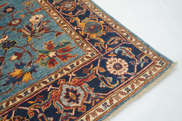 6x9 Blue Heriz Afghan Hand knotted Oriental Rug - Yildiz Rugs