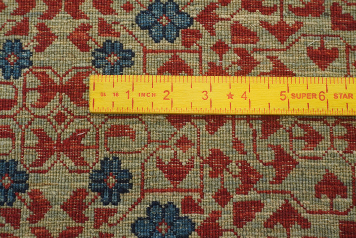 10x10 Red Mamluk Hand-Knotted Wool Medallion Square Rug - Yildiz Rugs