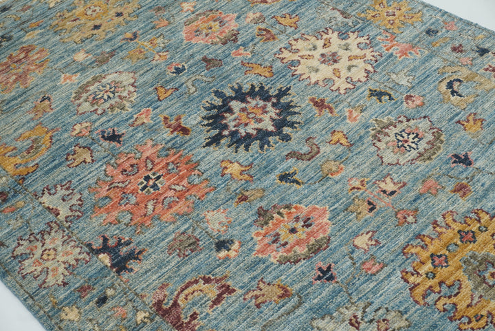 4x6 Blue Oushak Hand-Knotted Wool Oriental Rug - Yildiz Rugs