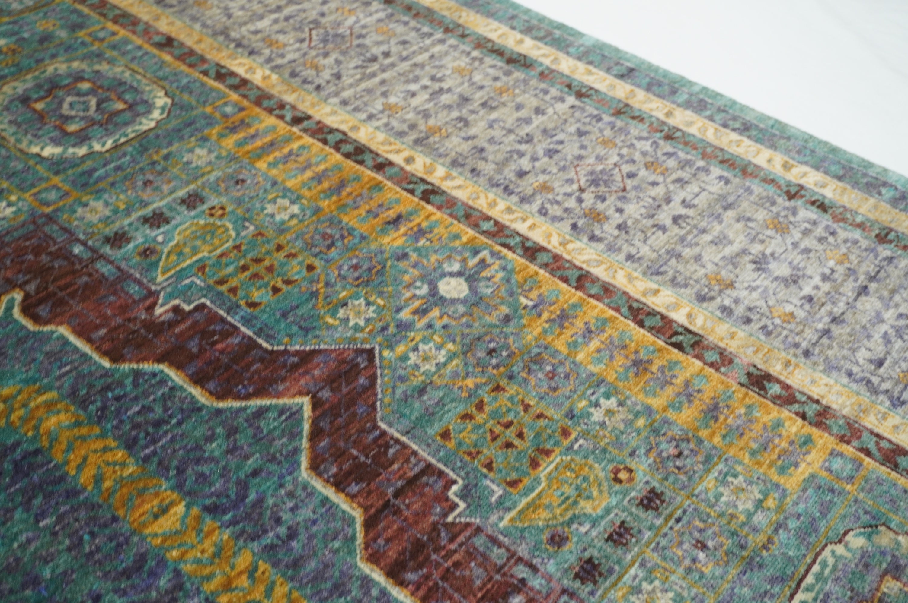 6x8 Blue Gray Mamluk Turkish Hand Knotted Geometric Medallion Rug - Yildiz Rugs