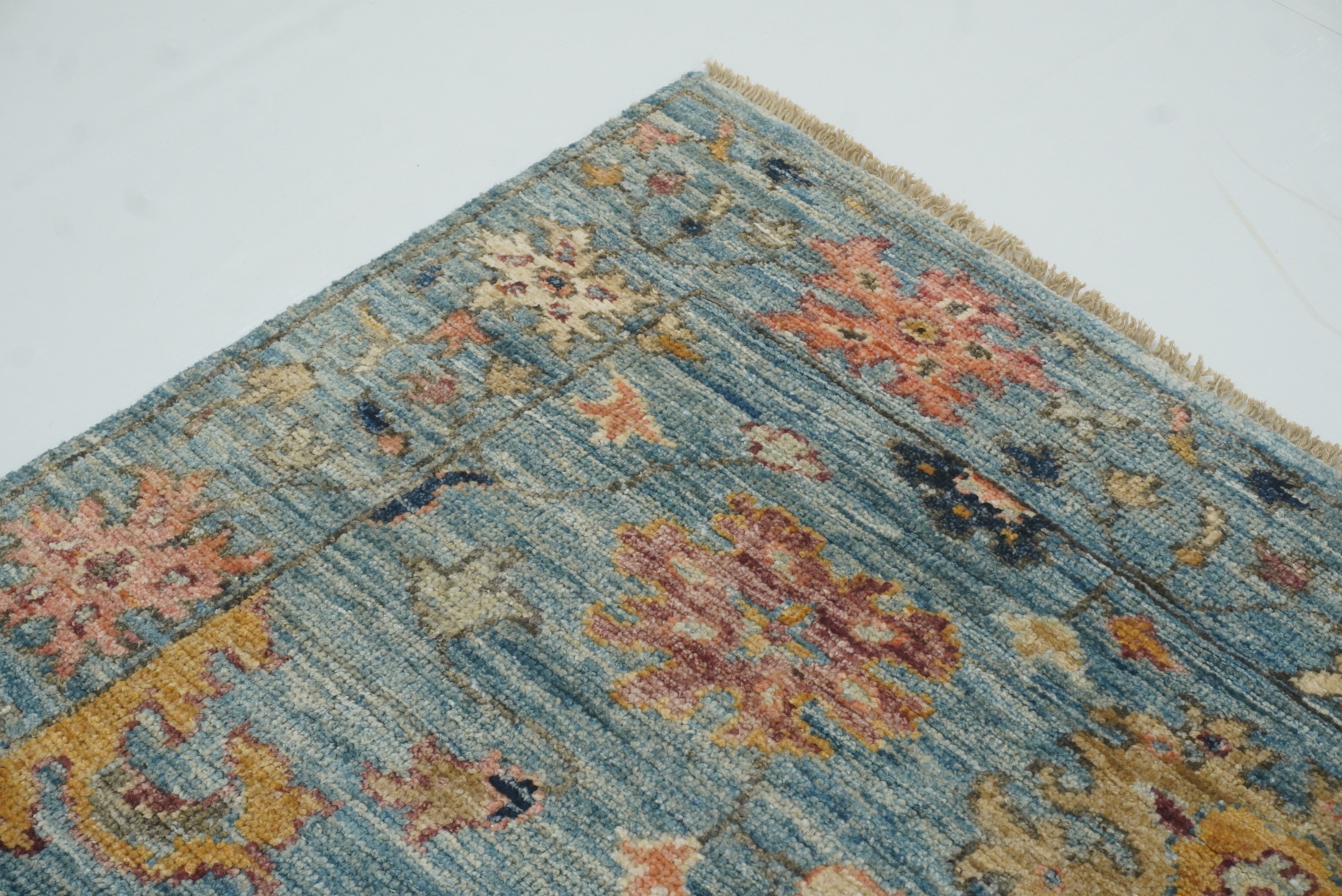 4x6 Blue Oushak Hand-Knotted Wool Oriental Rug - Yildiz Rugs