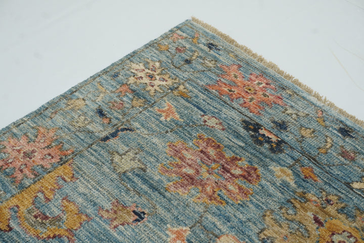 4x6 Blue Oushak Hand-Knotted Wool Oriental Rug - Yildiz Rugs