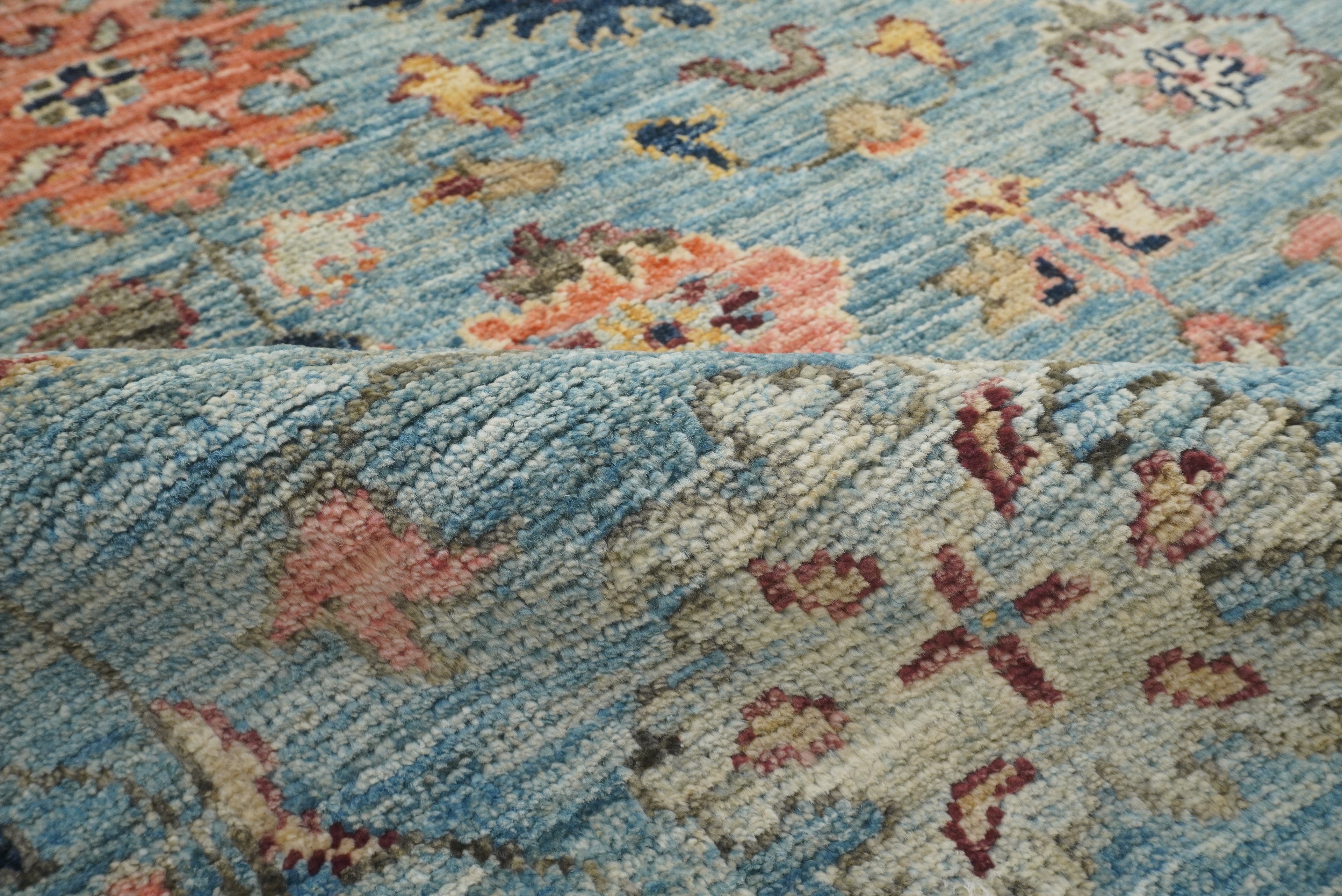 4x6 Blue Oushak Hand-Knotted Wool Oriental Rug - Yildiz Rugs