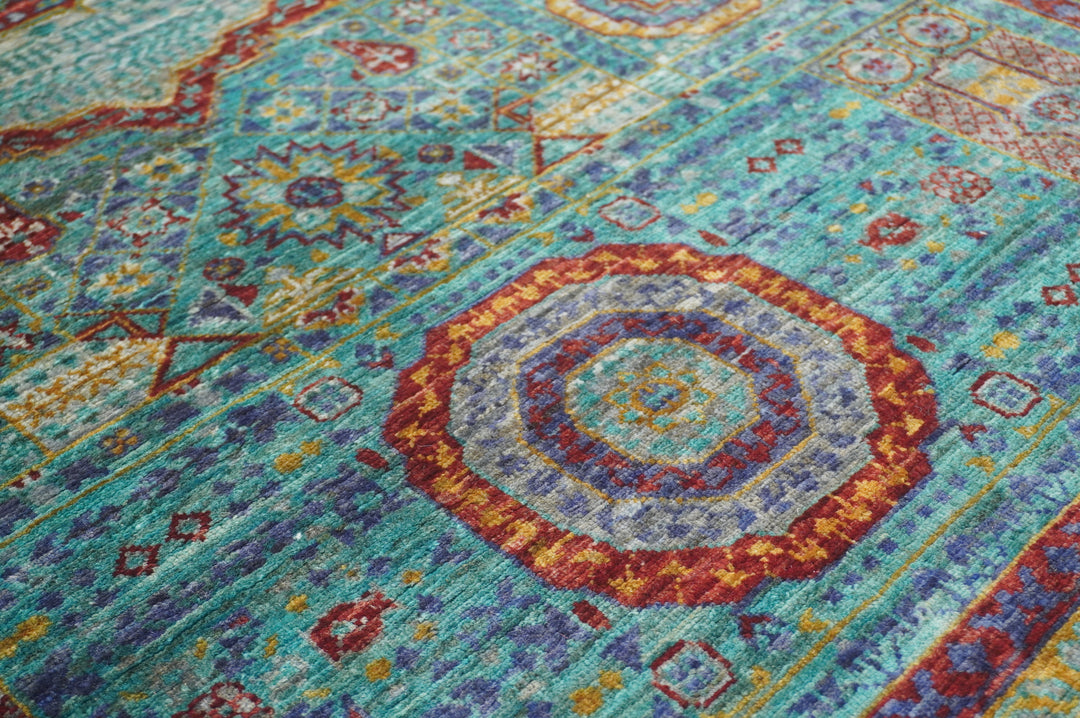 4'3" x 6'1"  Turquoise Blue Mamluk Super Fine Hand knotted Turkish Rug - Yildiz Rugs