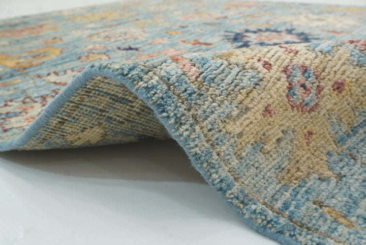 4x6 Blue Oushak Hand-Knotted Wool Oriental Rug - Yildiz Rugs