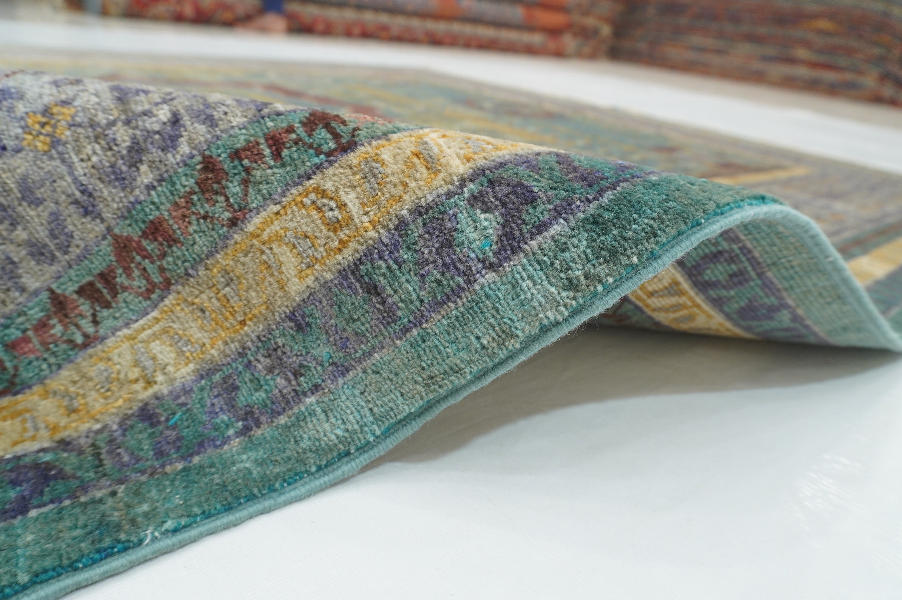 6x8 Blue Gray Mamluk Turkish Hand Knotted Geometric Medallion Rug - Yildiz Rugs