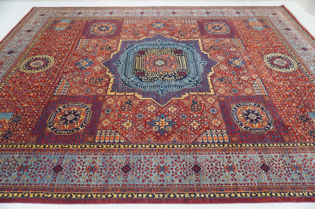 9x12 Deep Red Mamluk Turkish Super Quality Hand Knotted Medallion Rug - Yildiz Rugs