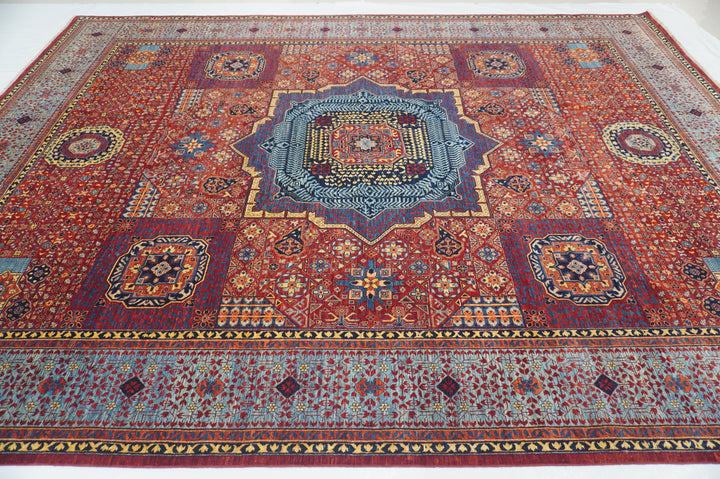 9x12 Deep Red Mamluk Turkish Super Quality Hand Knotted Medallion Rug - Yildiz Rugs