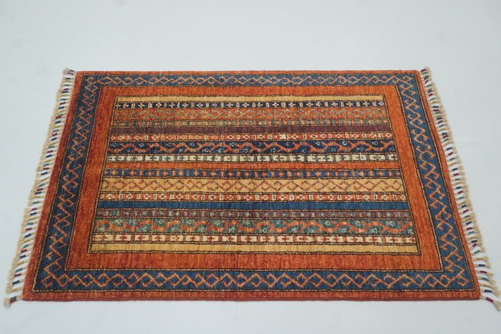 3x4 Rust Orange Turkish Style Hand knotted Rug - Yildiz Rugs