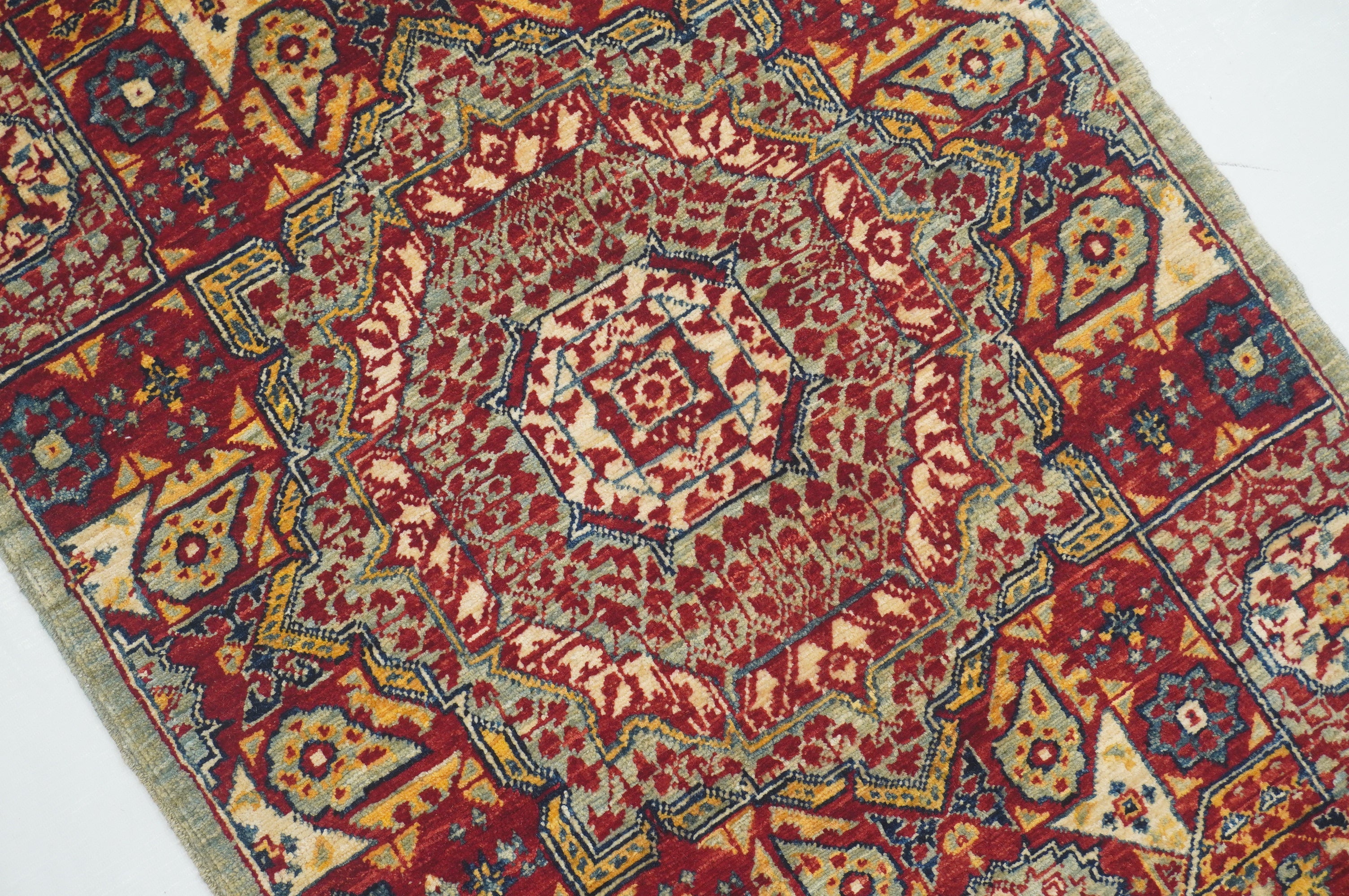 2x3 Red Blue Turkish Mamluk Hand knotted Accent Rug - Yildiz Rugs