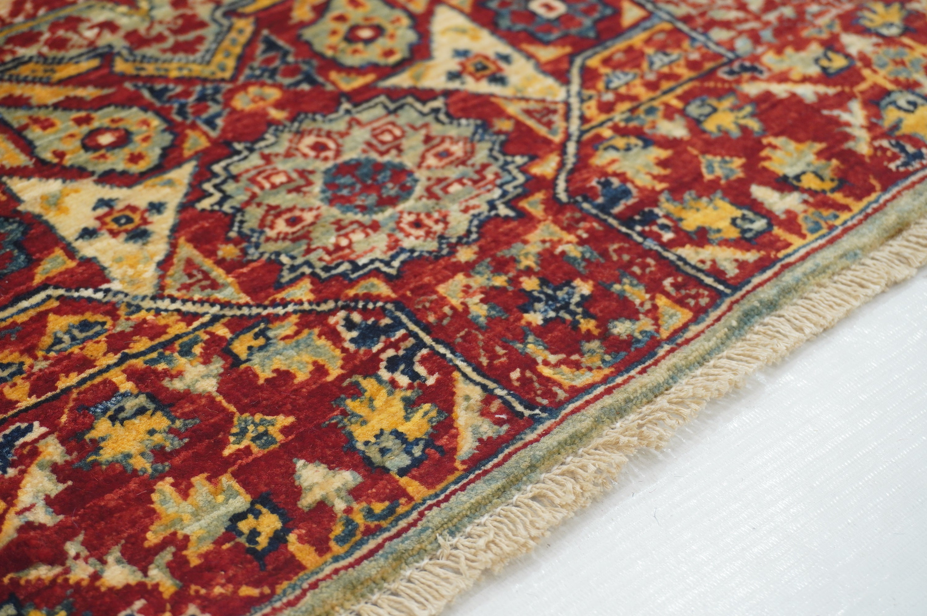 2x3 Red Blue Turkish Mamluk Hand knotted Accent Rug - Yildiz Rugs