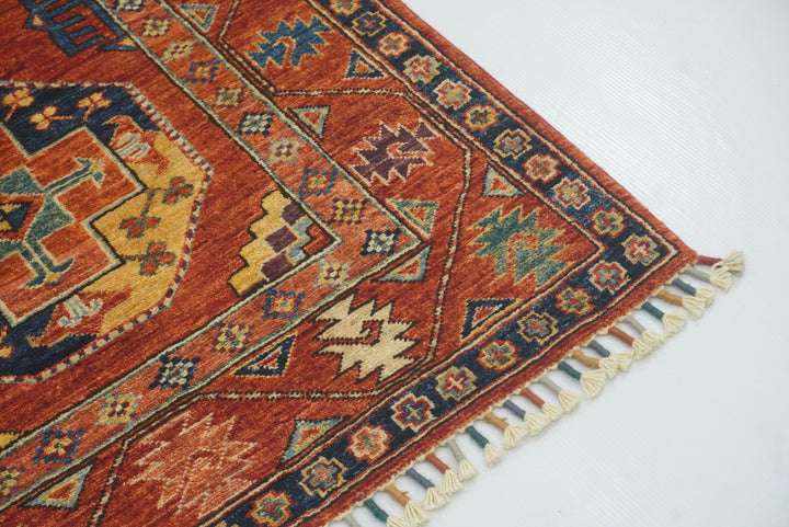 3x4 Red Ersari Hand Knotted Afghan Oriental Rug - Yildiz Rugs