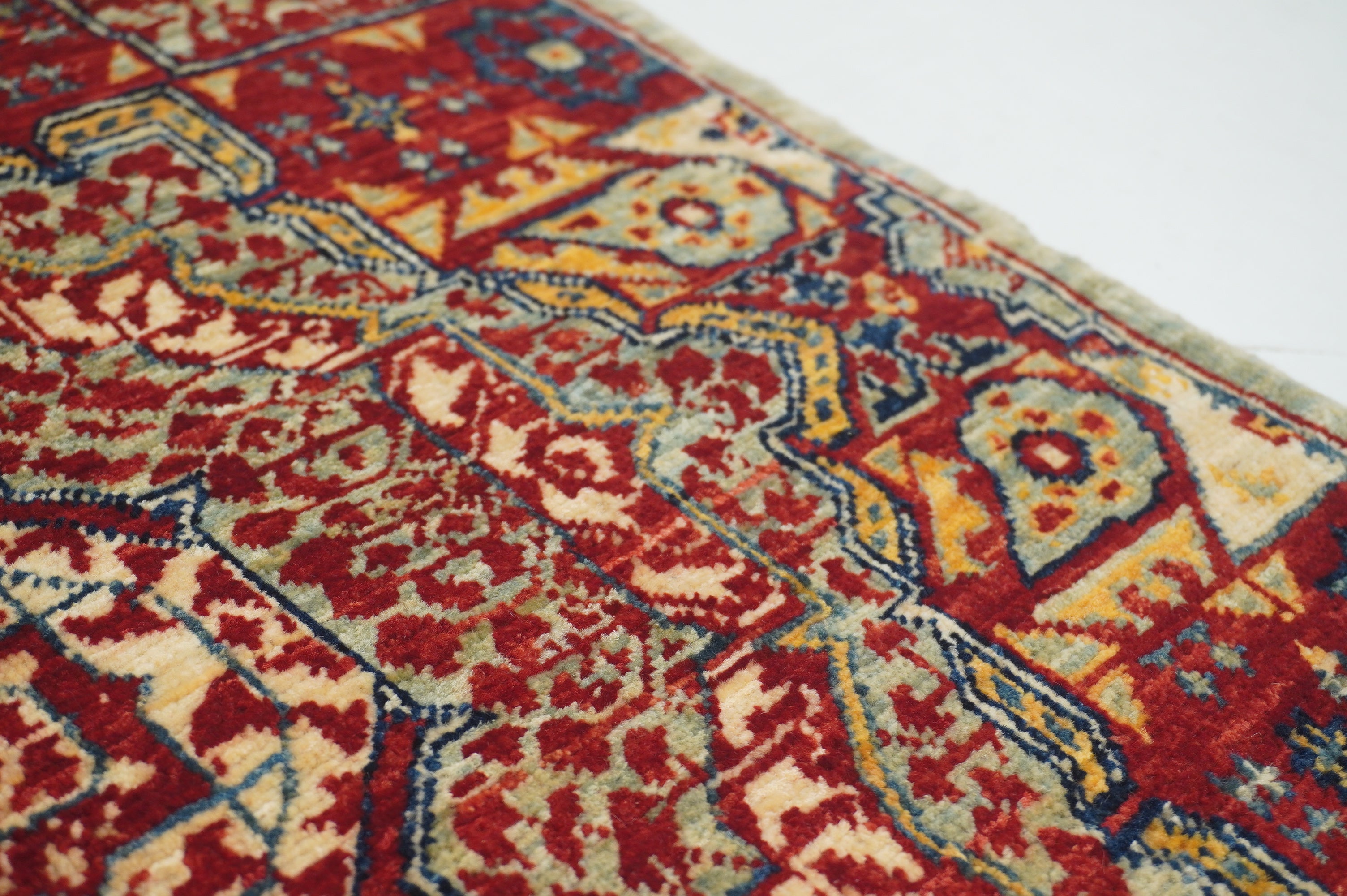 2x3 Red Blue Turkish Mamluk Hand knotted Accent Rug - Yildiz Rugs