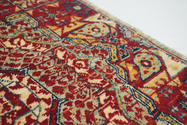 2x3 Red Blue Turkish Mamluk Hand knotted Accent Rug - Yildiz Rugs