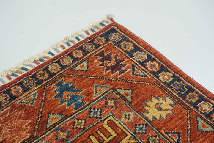 3x4 Red Ersari Hand Knotted Afghan Oriental Rug - Yildiz Rugs