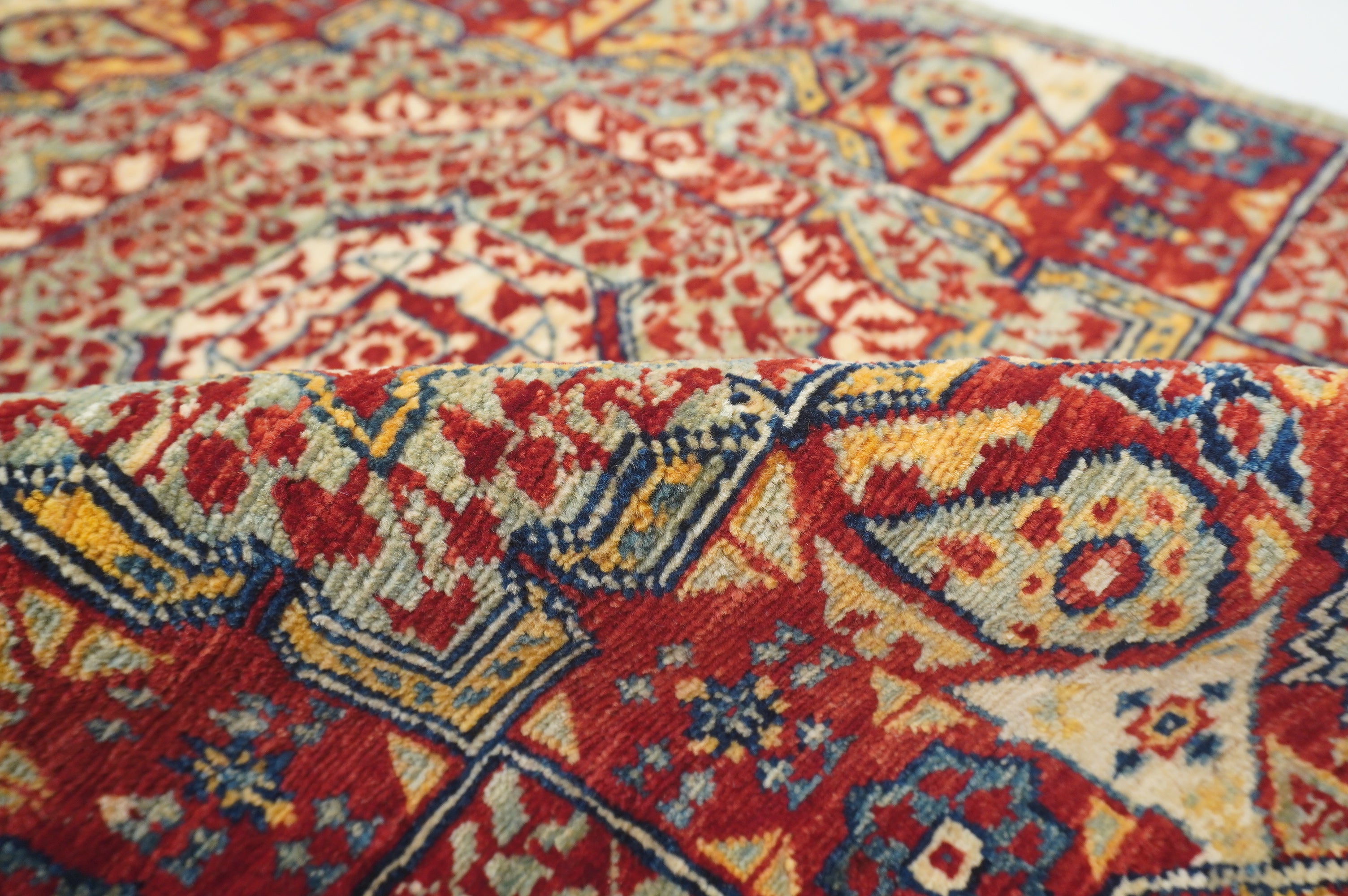 2x3 Red Blue Turkish Mamluk Hand knotted Accent Rug - Yildiz Rugs