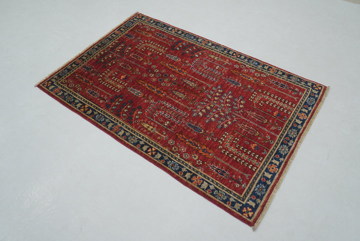 3x5 Red Bakhshaish Tribal Afghan Hand Knotted Oriental Rug