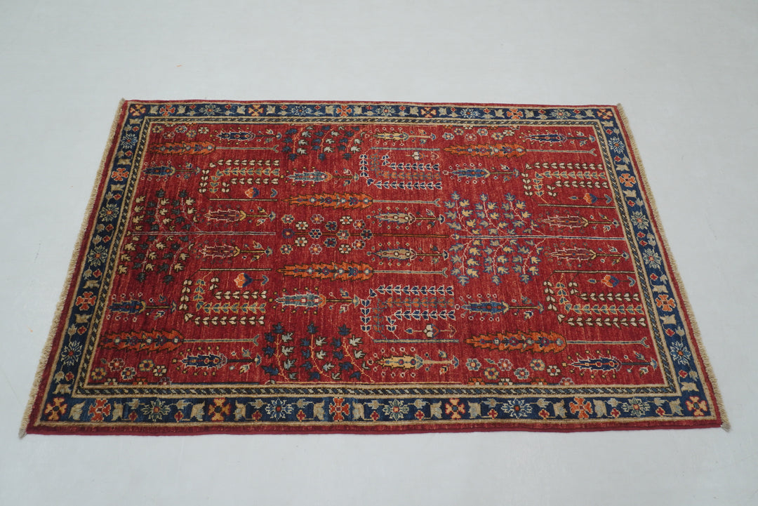 3x5 Red Bakhshaish Tribal Afghan Hand Knotted Oriental Rug