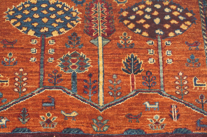 7 ft Red Gabbeh Landscape Tree of life Afghan Runner Rug