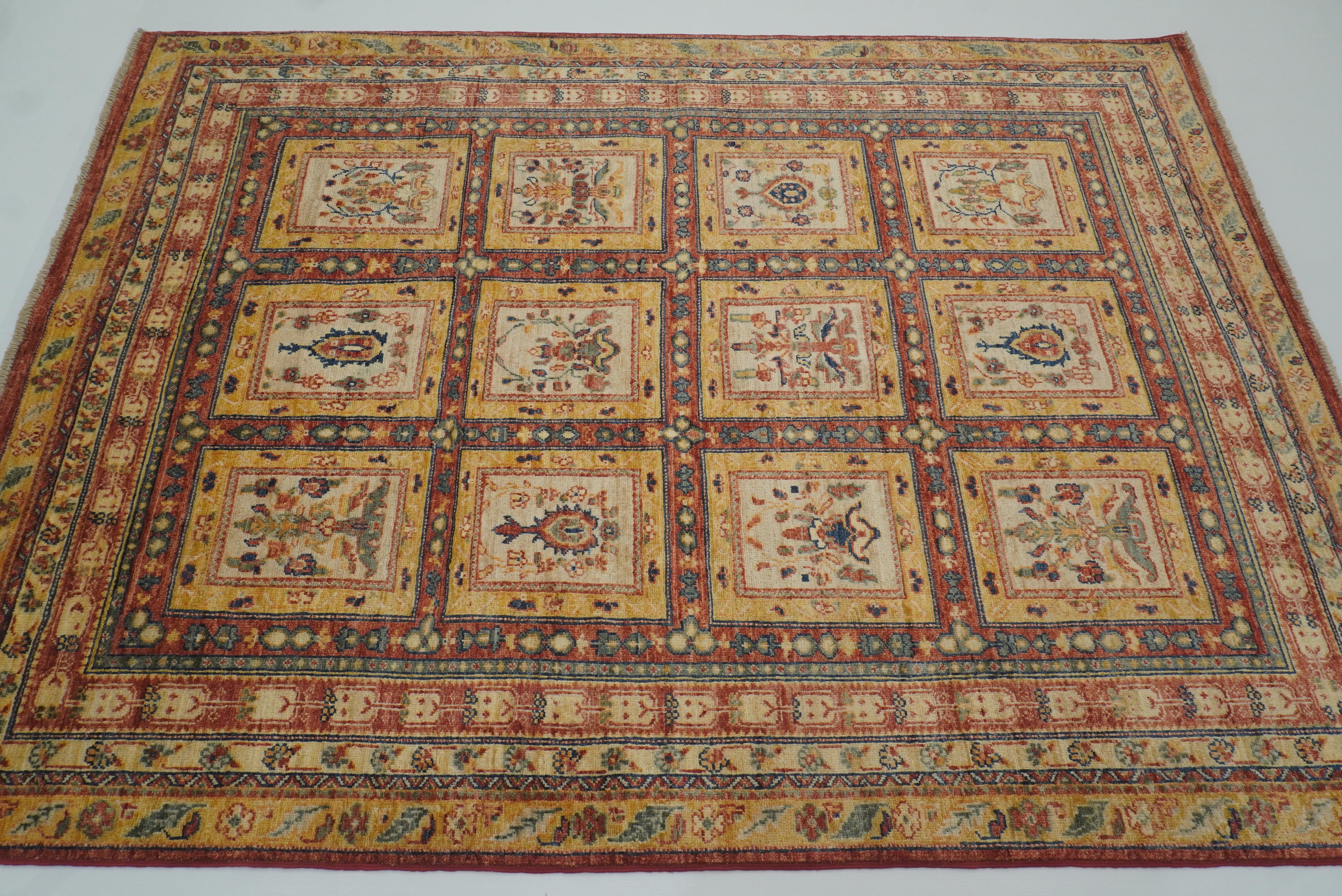 5x7 Beige Bakhtiar Afghan Hand-Knotted Oriental Rug - Yildiz Rugs