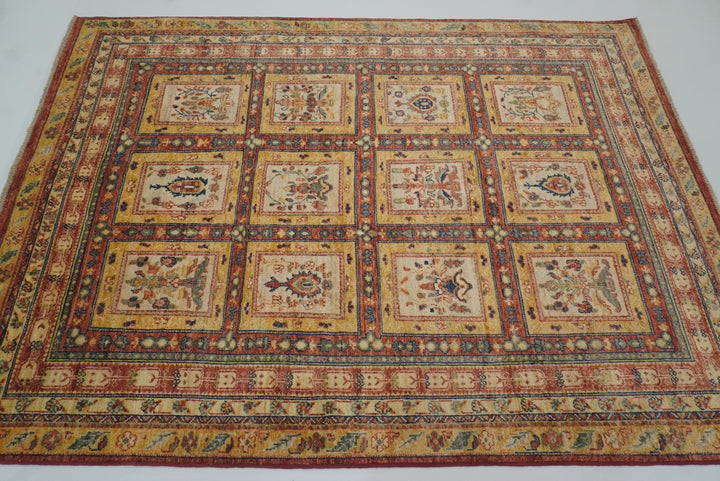 5x7 Beige Bakhtiar Afghan Hand-Knotted Oriental Rug - Yildiz Rugs