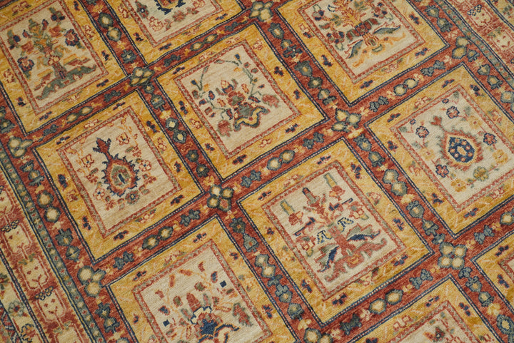 5x7 Beige Bakhtiar Afghan Hand-Knotted Oriental Rug - Yildiz Rugs